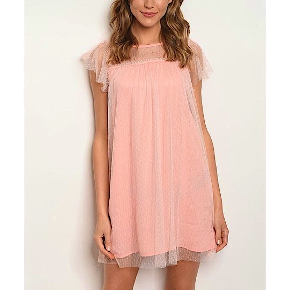 NWT Blush dot mesh overlay dress, Sz. M